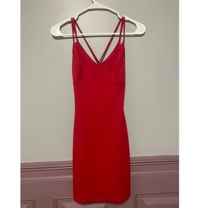 Fashion Nova Red Bodycon Criss Cross Dress